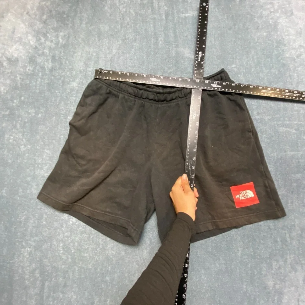 The North Face Sweat Shorts Mens L Black Fleece Lined Logo Drawstring Athletic